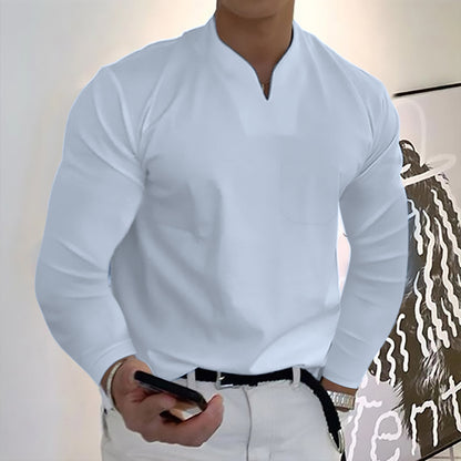 ⭐【S–5XL】Nova moška raztegljiva bombažna majica z V-izrezom