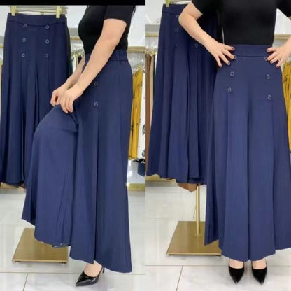 🔥【Oferta por tiempo limitado】Falda de pantalón de pierna ancha y cintura alta drapeada a la moda para mujer