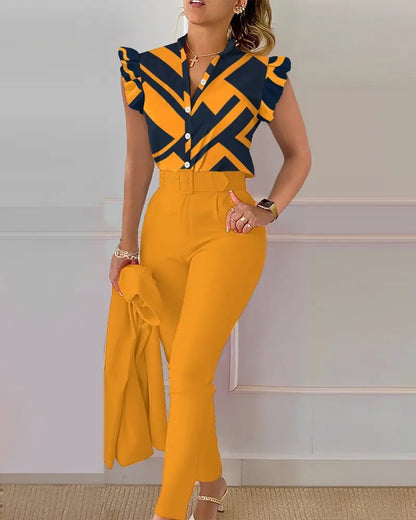 【descuento】💖Conjunto camiseta escote pico + pantalón pitillo