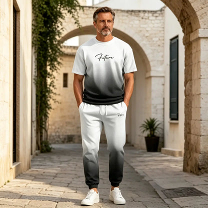 ⚡ Stylová pánská souprava s moderním gradientním potiskem | Tričko a tepláky ✨