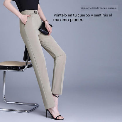 【XL-6XL】👖 Pantalones de verano de corte recto y talle alto, confeccionados en seda glacial.