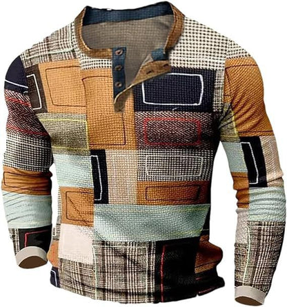 👔【S-4XL】🔥Nová kolekce pánských košil s potiskem, dlouhé rukávy, uvolněný styl Henry, dostupné ve více barvách