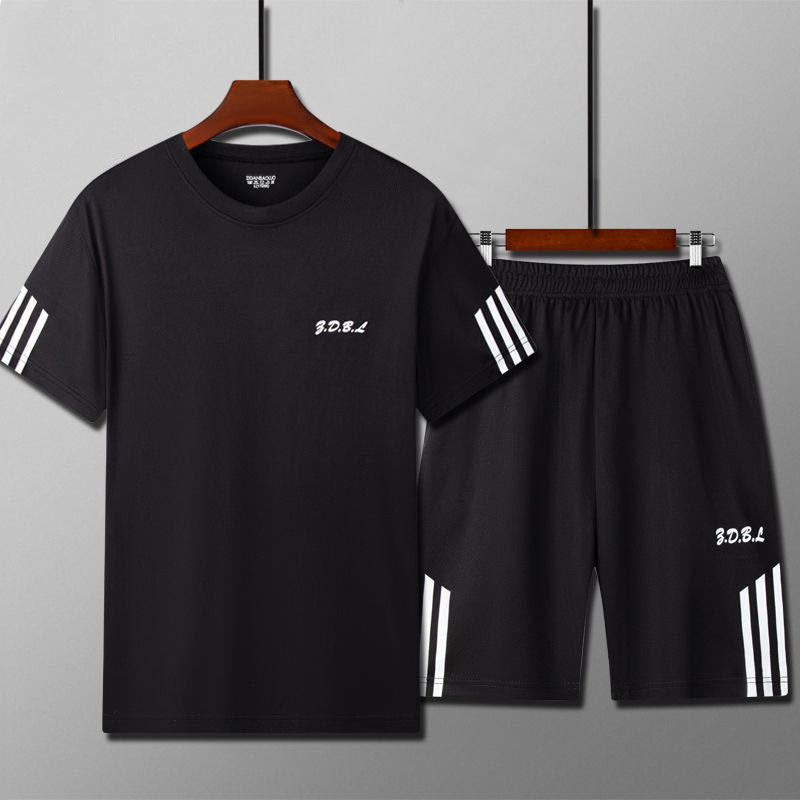 👕👖【45-100 kg】Letní pánská tepláková souprava, prodyšný a rychleschnoucí síťovaný design, stylový vzhled, vhodná pro sport i firemní příležitosti.