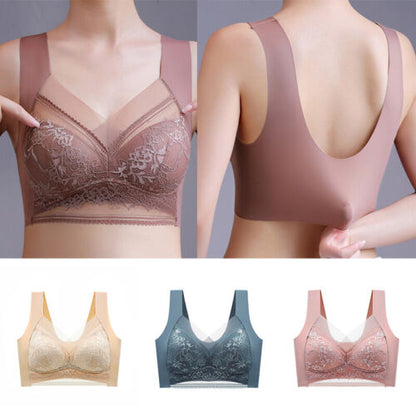 🔥👍【Compra 2 y llévate 2 gratis】👙🌺【40-110 kg】Sujetador de encaje cómodo sin costuras de talla grande