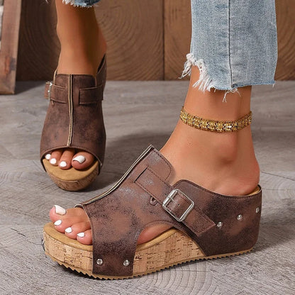 💕✨【50% de descuento🔥】Sandalias de plataforma de moda para mujer con puntera abierta