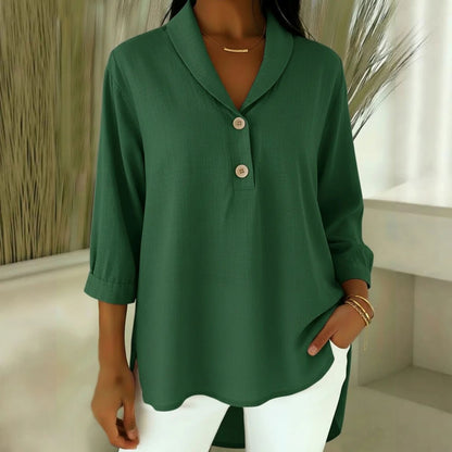 【S-3XL】Elegante, cómoda y holgada camisa de manga larga para mujer con cuello Peter Pan
