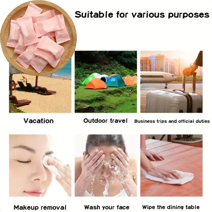 💦【50 piezas 23 euros】✨🌈Toalla comprimida desechable. Toalla facial comprimida portátil.