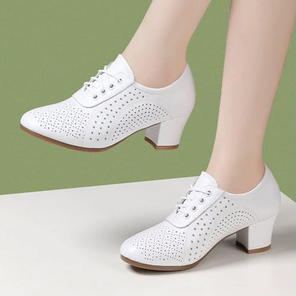 👡🌷【Tallas 34-41】【Altura del tacón 5 cm】👡Nuevos zapatos de mujer 2026 hechos de cuero genuino con una sola capa, transpirables y huecos.