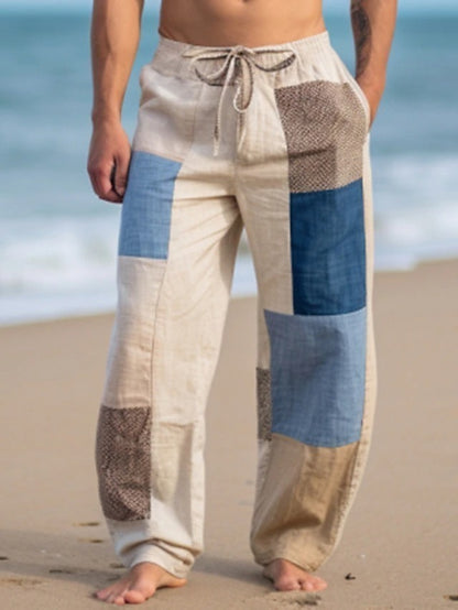 ✨👖【8 barev🌈】【S-6XL】😍 Pánské úzké kalhoty z bavlny a lnu větší velikosti, ležérní uvolněný bohémský styl, kalhoty se širokým sednutím