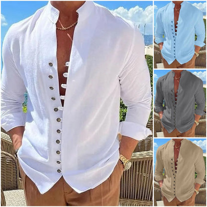 🌈👔【50% sleva 🔥】【S-3XL】😍Nová kolekce 2026, pánská bavlněná lněná košile nadměrných velikostí, košile s volným dlouhým rukávem