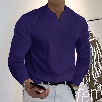 ⭐【S–5XL】Nova moška raztegljiva bombažna majica z V-izrezom