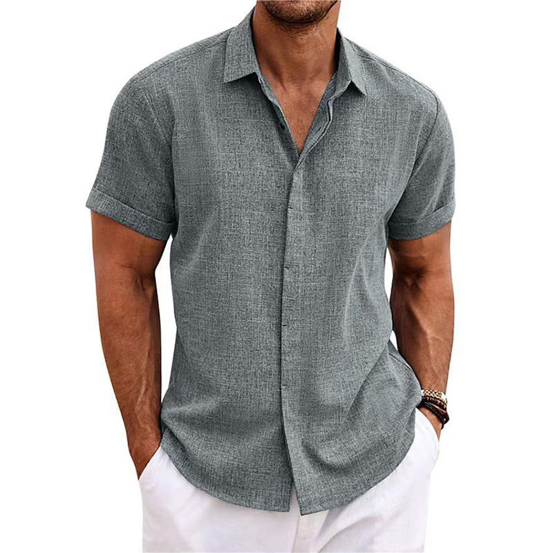 👔Nueva moda 2026: Camisa lisa de manga corta para hombre, de algodón y lino