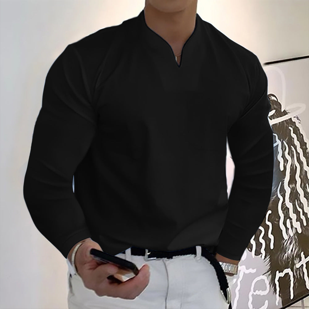 ⭐【S–5XL】Nova moška raztegljiva bombažna majica z V-izrezom