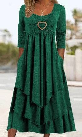 👗🔥Poslední den – sleva 50 %【Velikosti S–3XL】Nové letní jednoduché šaty, s podšívkou v pase a ozdobou ve tvaru srdce, stylové a snadno kombinovatelné